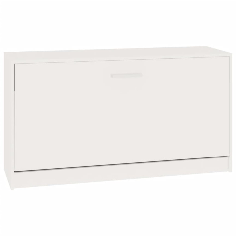 Banco zapatero madera contrachapada blanco brillo 80x24x45