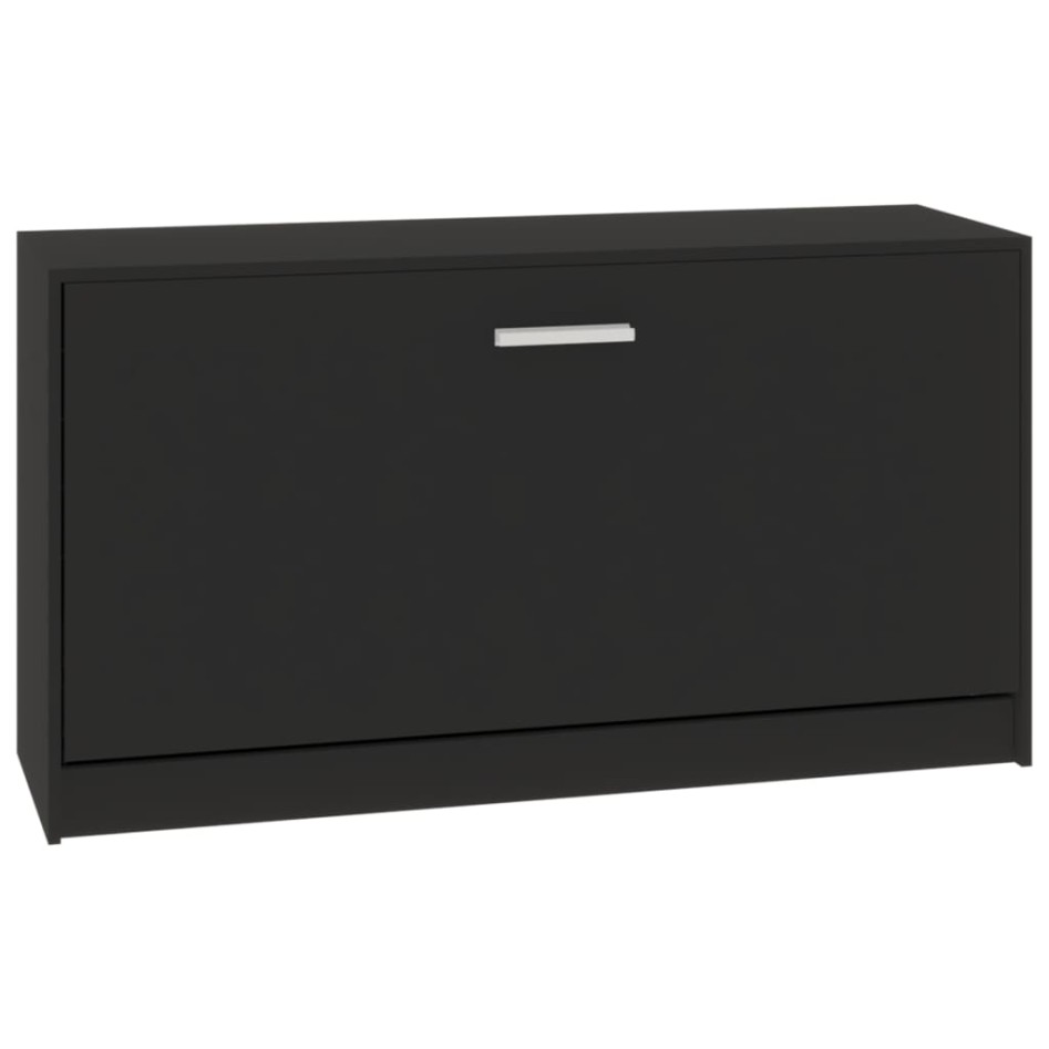 Banco zapatero de madera contrachapada negro 80x24x45