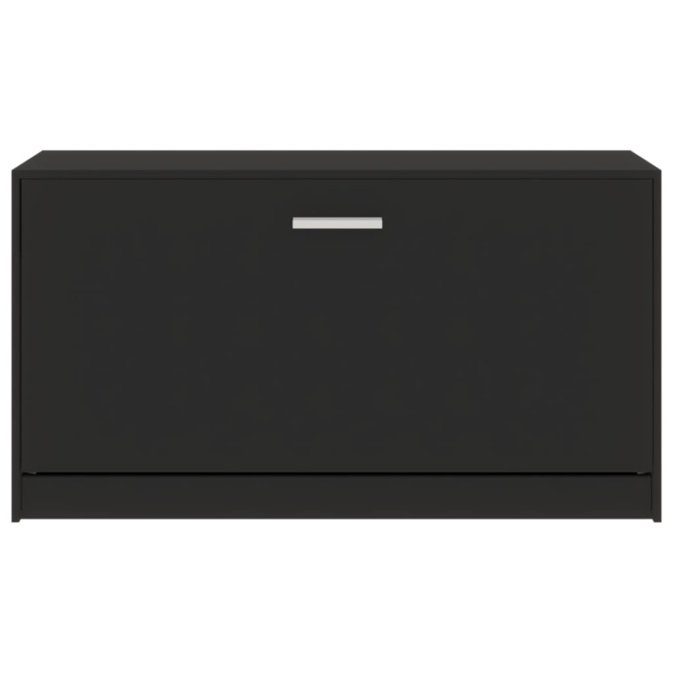 Banco zapatero de madera contrachapada negro 80x24x45