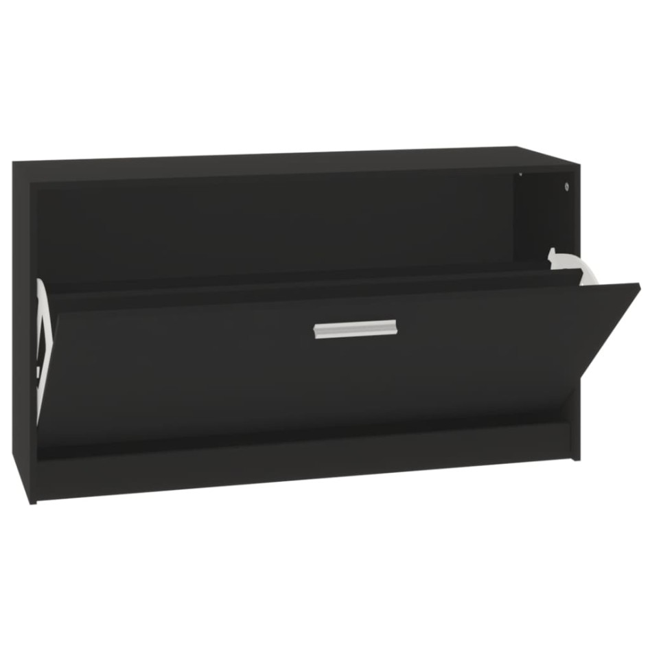Banco zapatero de madera contrachapada negro 80x24x45