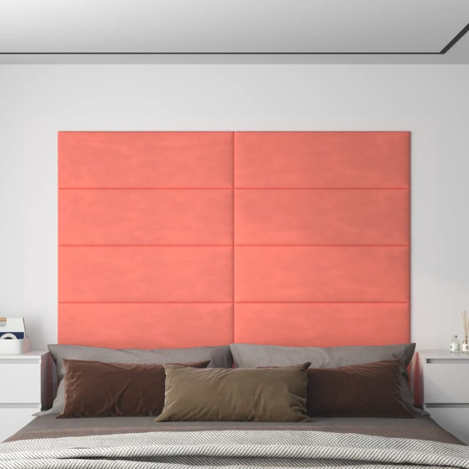 Paneles de pared 12 uds terciopelo rosa 90x30 cm 3,24
