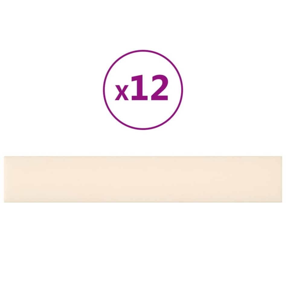 Paneles de pared 12 uds terciopelo color crema 90x15 cm 1,62