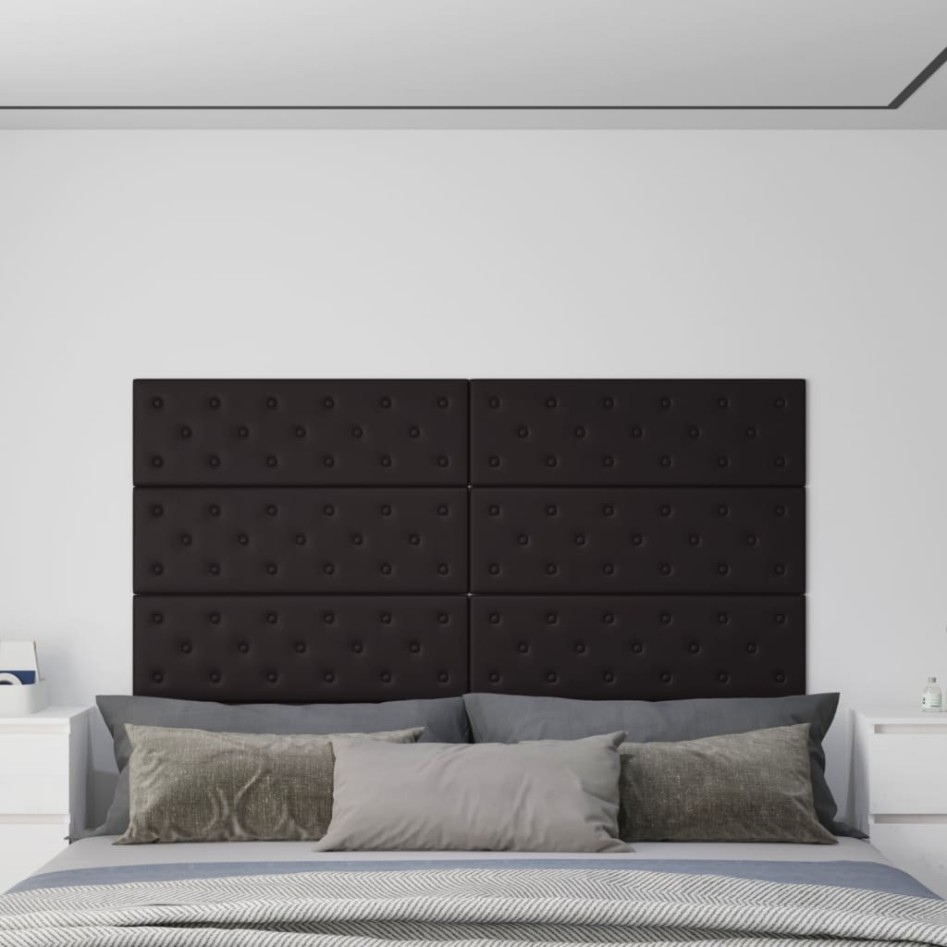 Paneles de pared 12 uds cuero sintético negro 90x30 cm 3,24