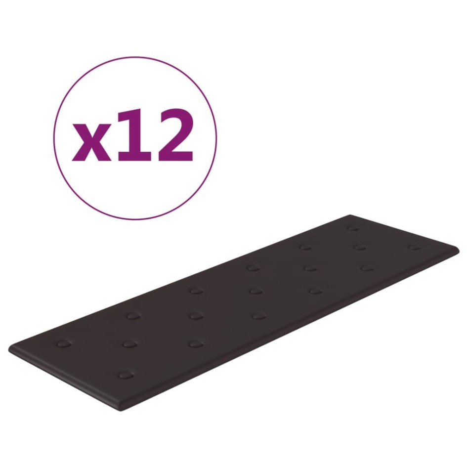 Paneles de pared 12 uds cuero sintético negro 90x30 cm 3,24