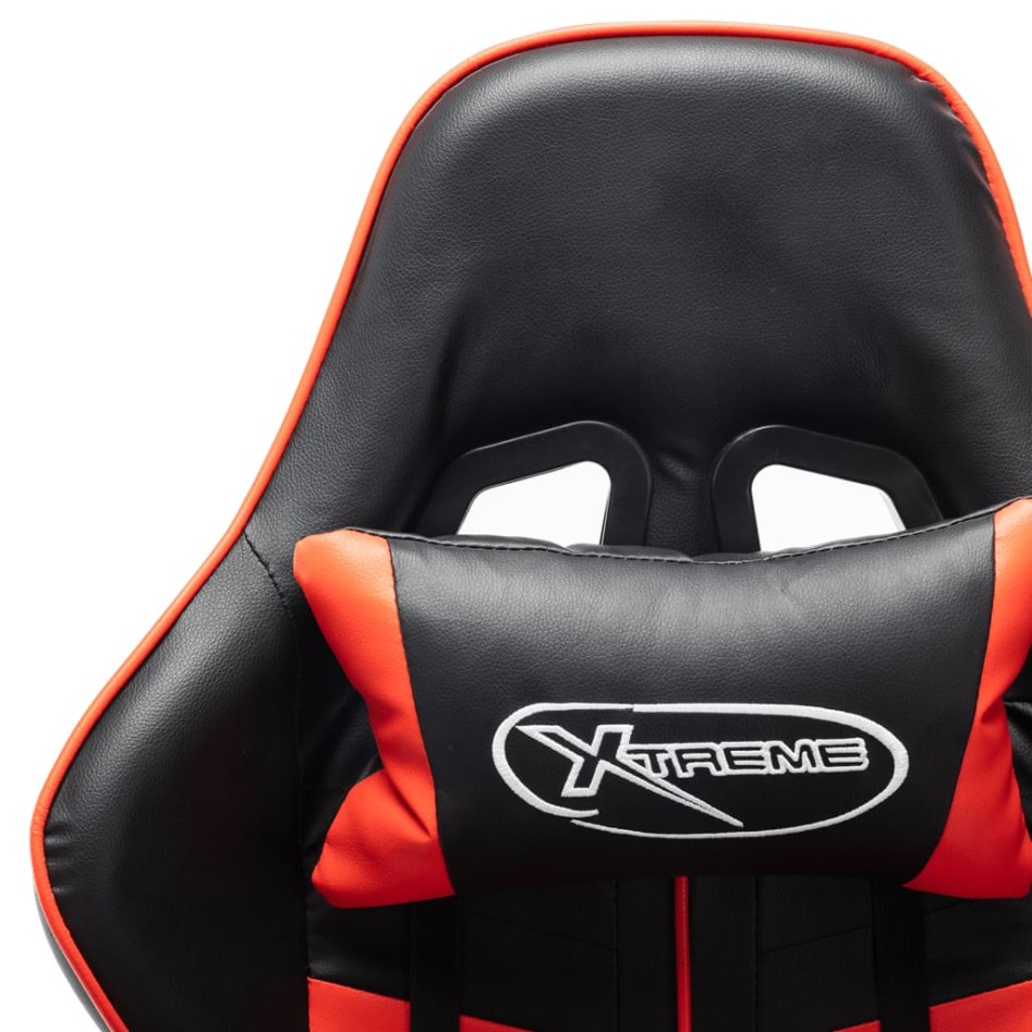 Silla de gaming con reposapiés cuero sintético negro y