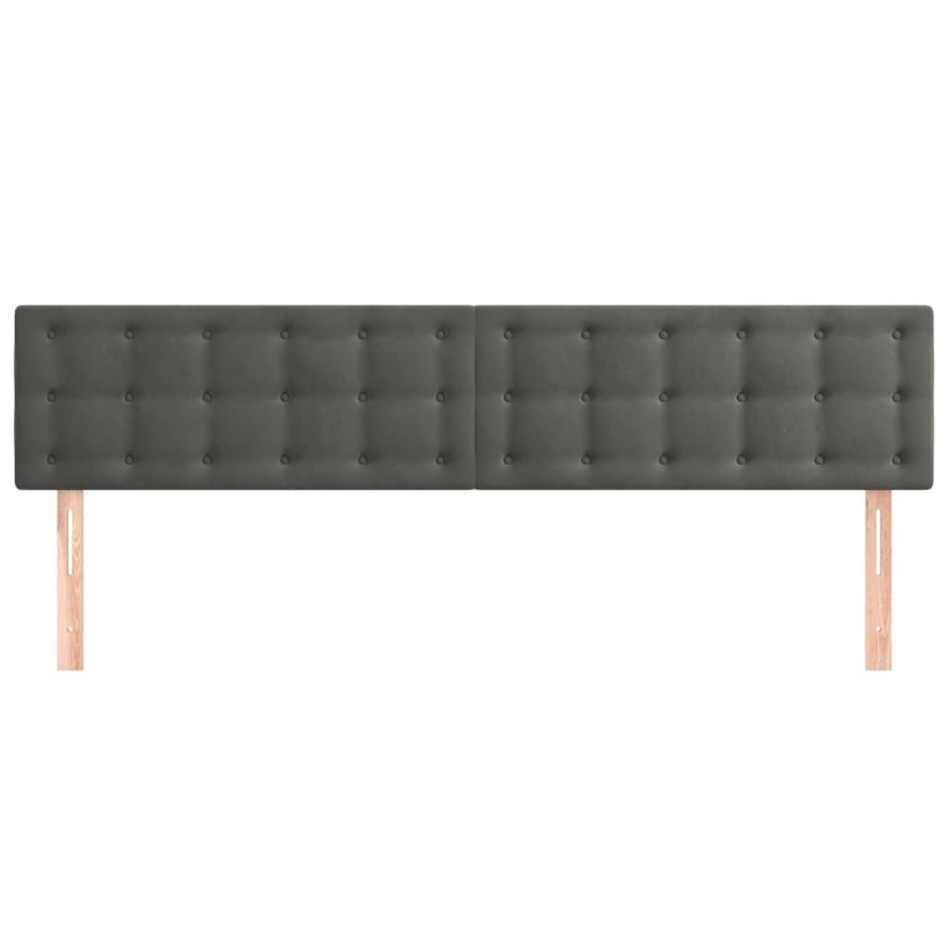 Cabeceros 2 unidades de terciopelo gris oscuro 80x5x78/88