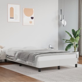 Estructura de cama sin colchón cuero sintético blanco