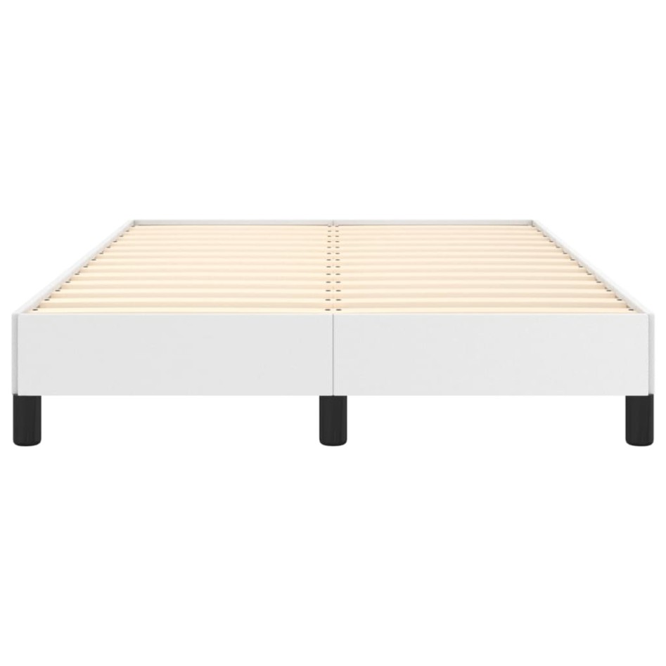Estructura de cama sin colchón cuero sintético blanco