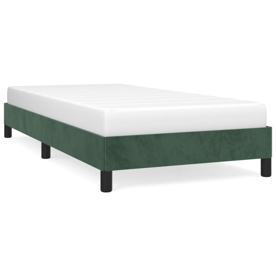 Estructura cama sin colchón terciopelo verde oscuro 100x200