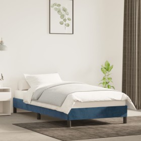 Estructura de cama sin colchón terciopelo azul oscuro 90x200