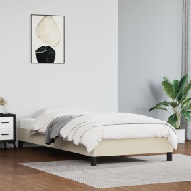 Estructura de cama sin colchón cuero sintético crema 80x200