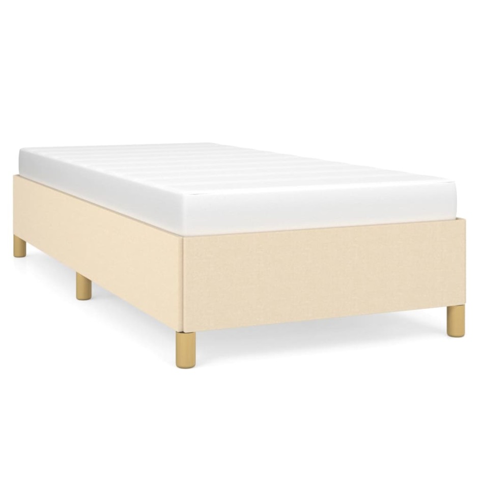 Estructura de cama sin colchón tela crema 90x200