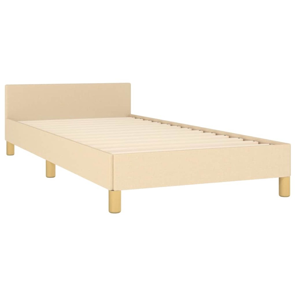 Estructura de cama con cabecero sin colchón tela crema