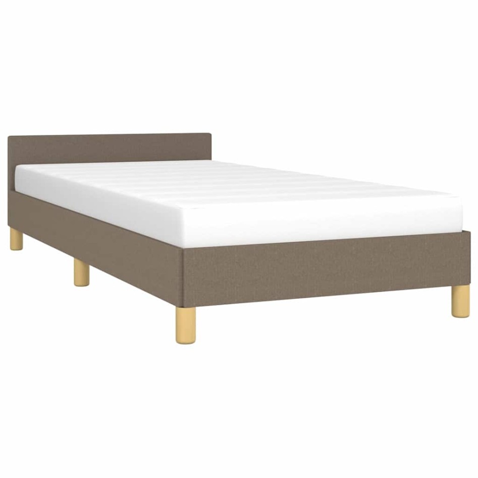 Estructura de cama con cabecero sin colchón tela taupe