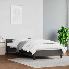 Estructura de cama con cabecero sin colchón gris 80x200