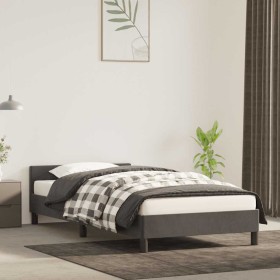 Estructura de cama sin colchón terciopelo gris oscuro 80x200