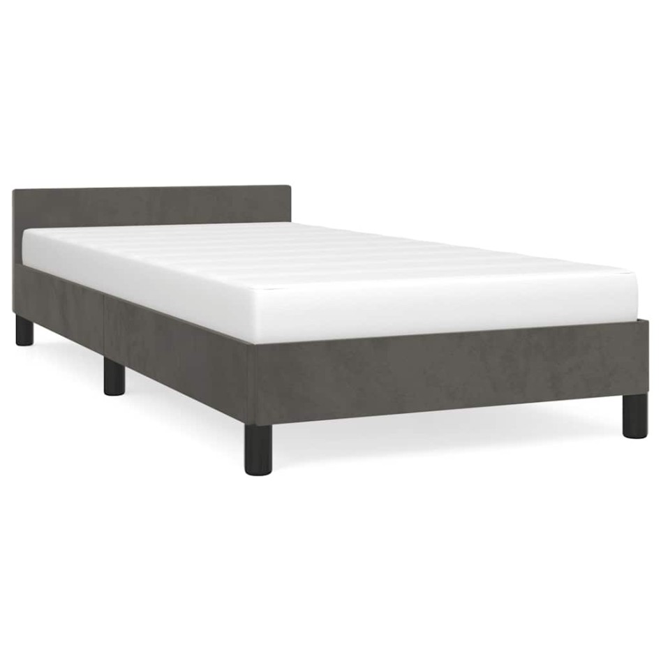 Estructura de cama sin colchón terciopelo gris oscuro 80x200