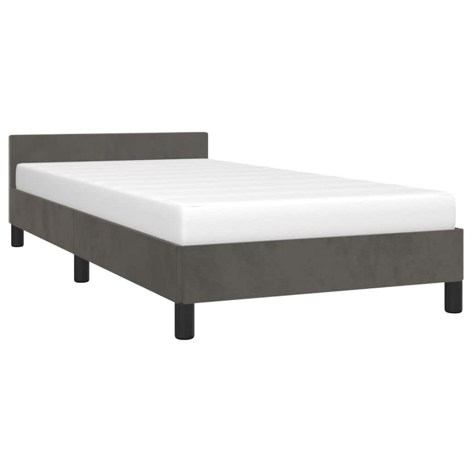 Estructura de cama sin colchón terciopelo gris oscuro 80x200