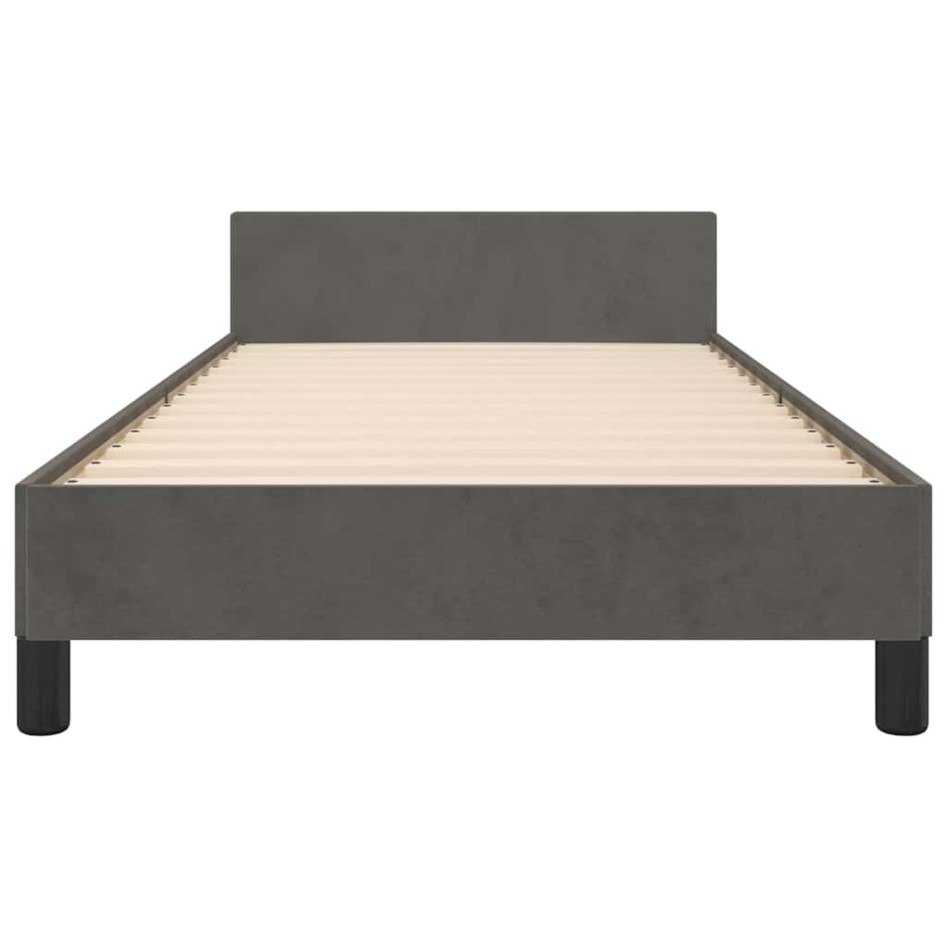 Estructura de cama sin colchón terciopelo gris oscuro 80x200