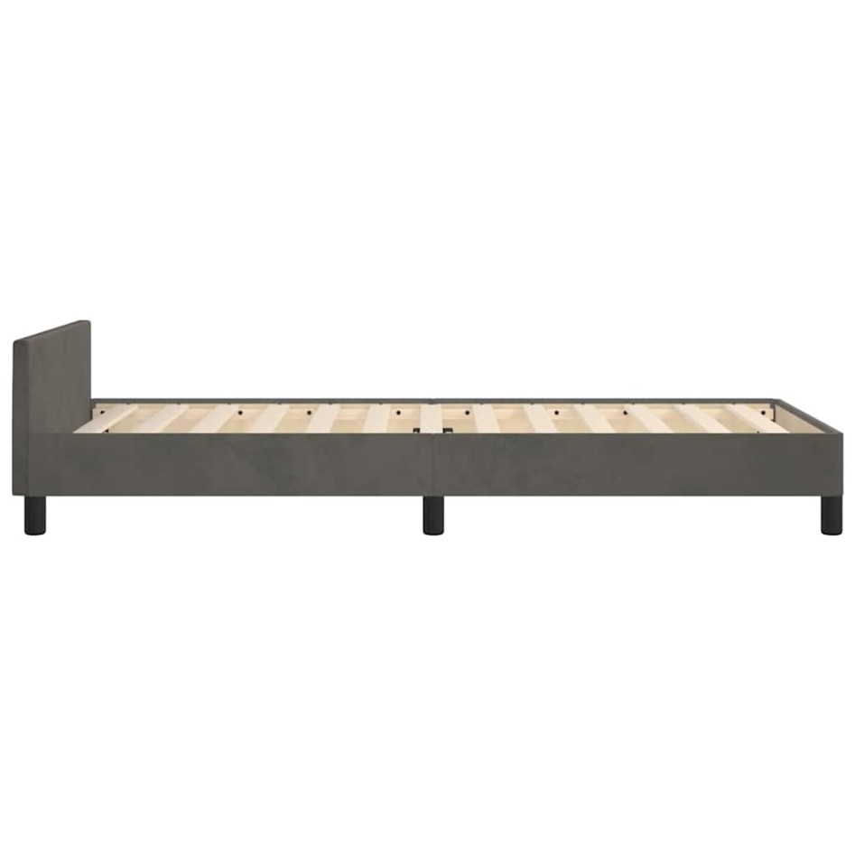 Estructura de cama sin colchón terciopelo gris oscuro 80x200