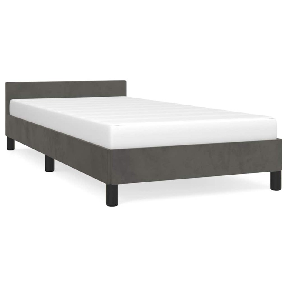 Estructura de cama sin colchón terciopelo gris oscuro 90x190