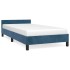 Estructura de cama sin colchón terciopelo azul oscuro