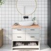 Encimera de baño madera maciza sin tratar 100x50x(2-4) cm