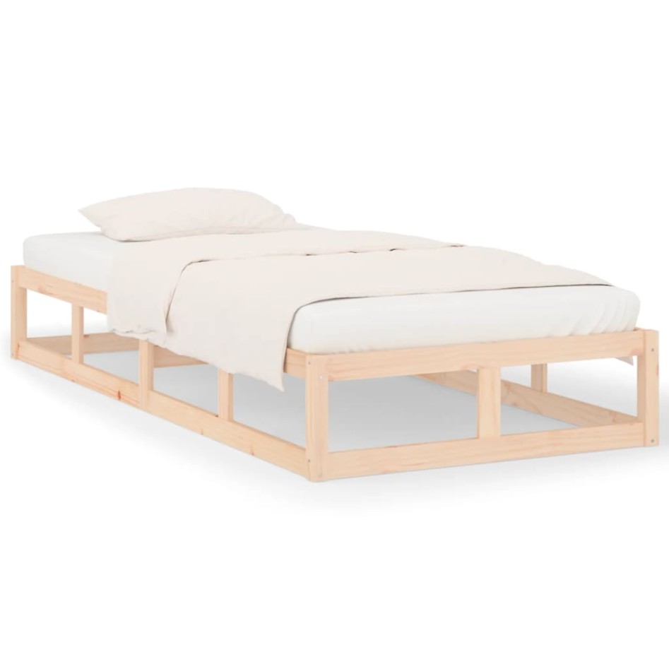Estructura de cama individual pequeña madera maciza 75x190