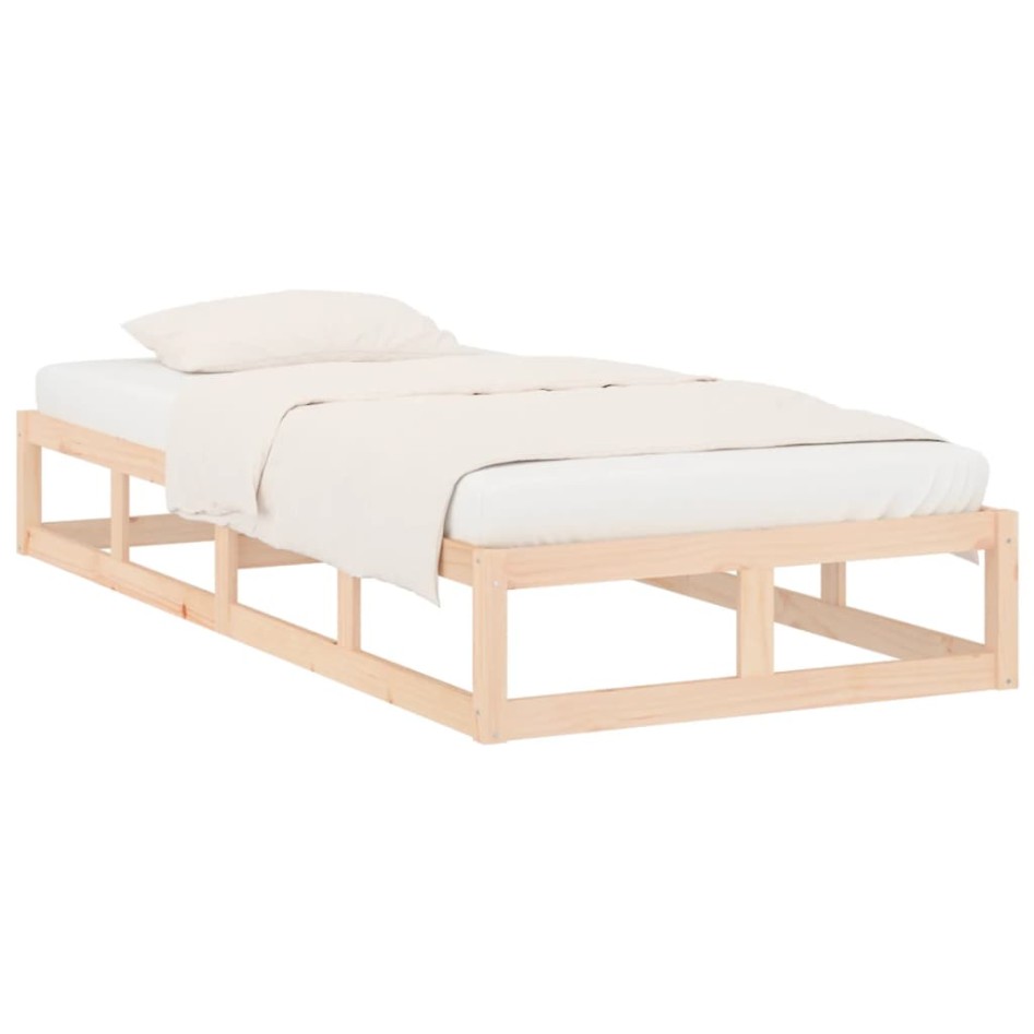 Estructura de cama individual pequeña madera maciza 75x190
