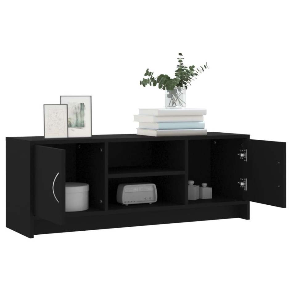 Mueble de TV madera de ingeniería negro 102x30x37,5
