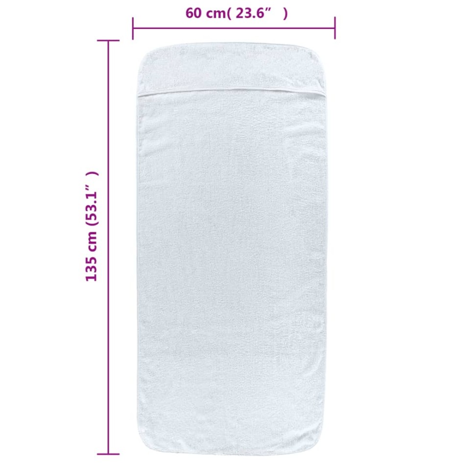 Toallas de playa 6 uds tela blanco 400 g/m² 60x135