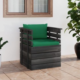 Sillón de jardín con cojines madera de