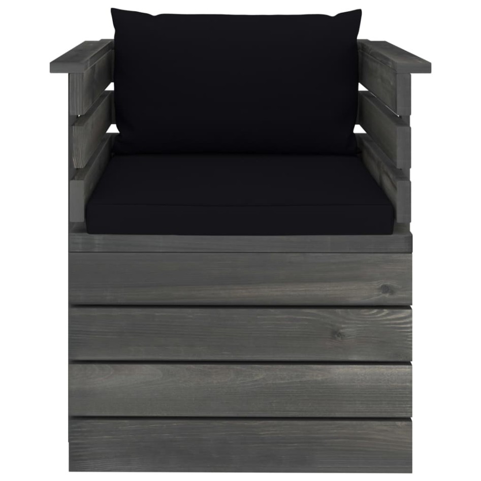 Sillón de jardín con cojines madera de