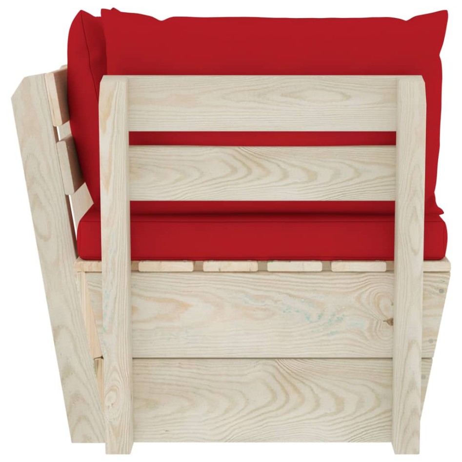 Sofá de esquina de palets de jardín cojines abeto