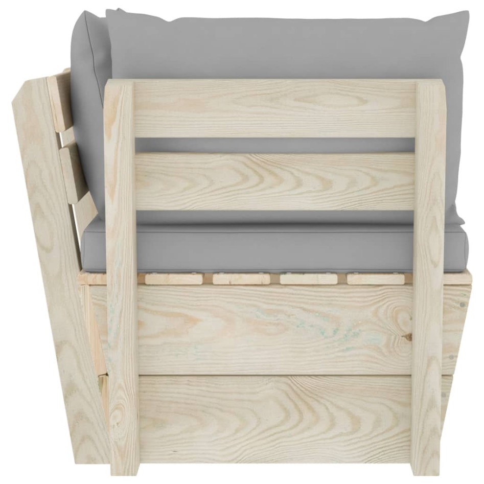 Sofá de esquina de palets de jardín cojines abeto