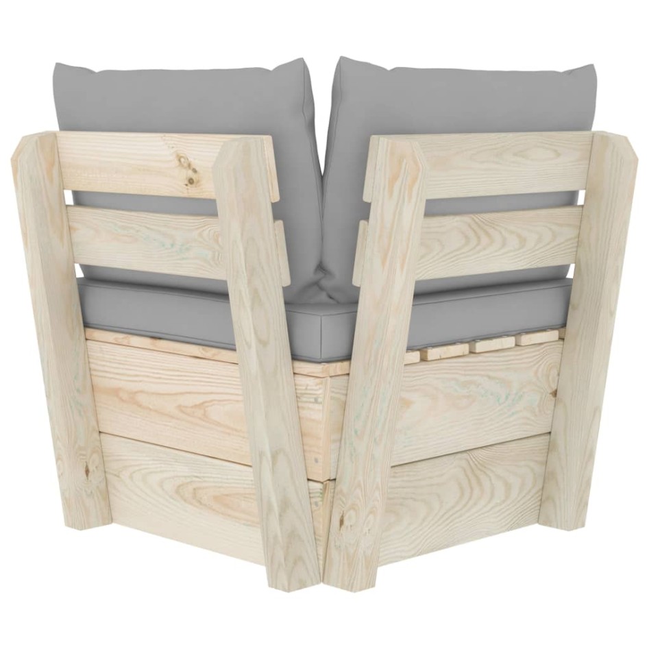 Sofá de esquina de palets de jardín cojines abeto