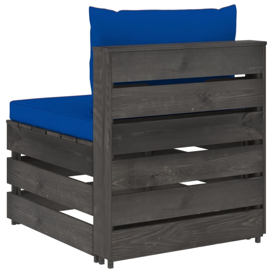 Sofá central seccional con cojines madera impregnada