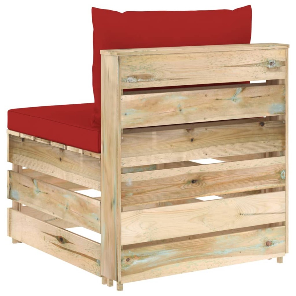 Sofá central seccional con cojines madera impregnada