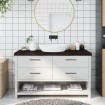 Encimera de baño madera tratada marrón oscuro 140x30x(2-6) cm