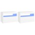 Mesita de noche luces LED 2 uds contrachapada blanco