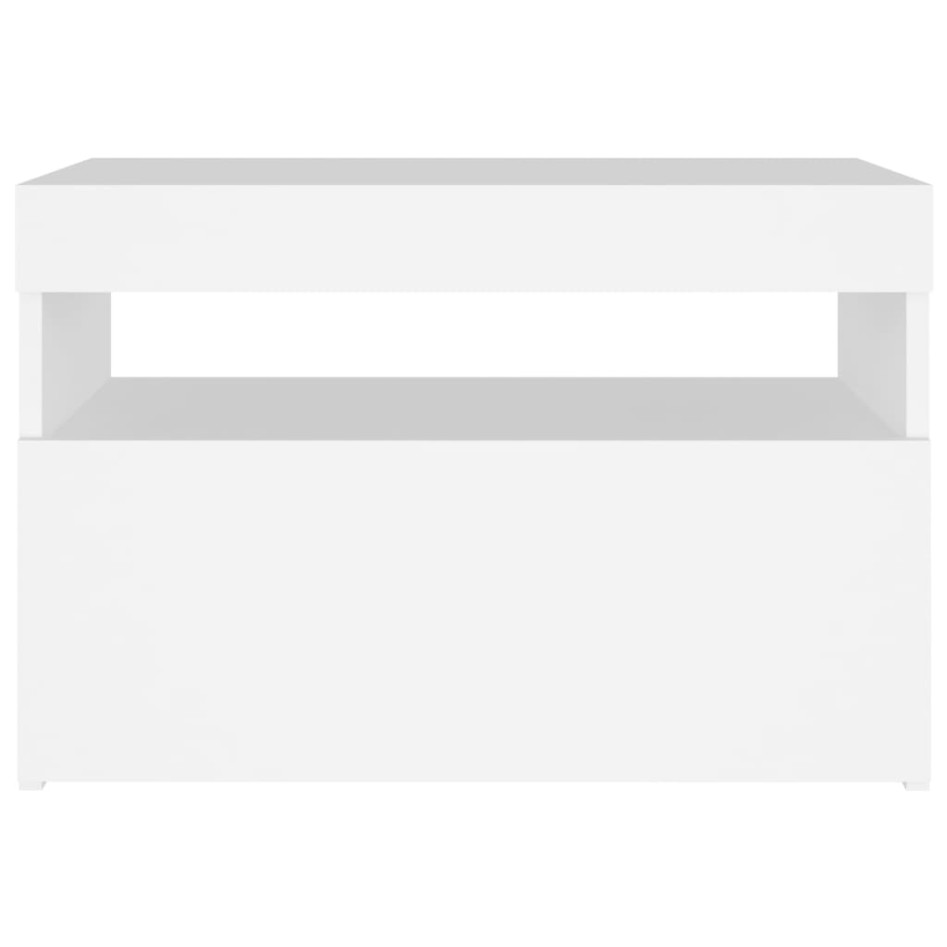 Mesita de noche luces LED 2 uds contrachapada blanco