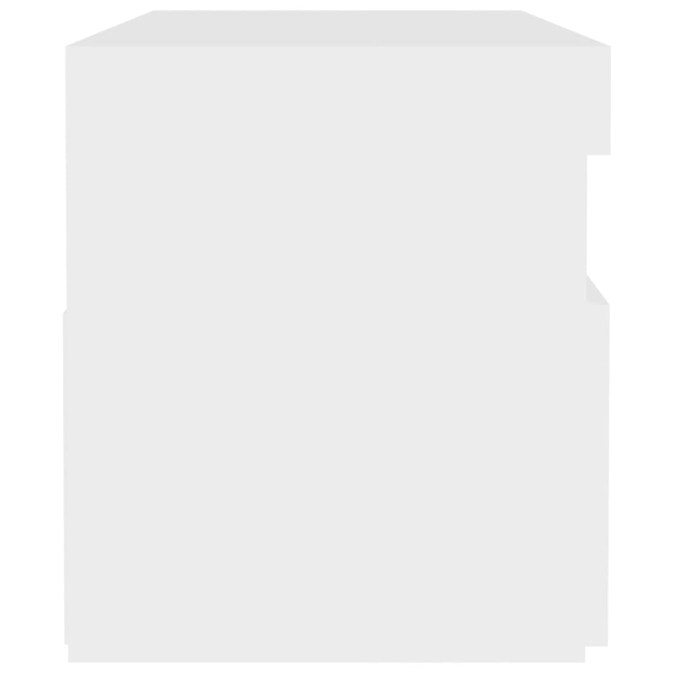 Mesita de noche luces LED 2 uds contrachapada blanco