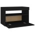 Mesitas de noche luces LED 2 uds contrachapada negro