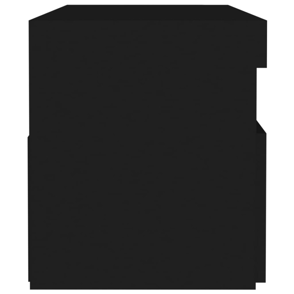 Mesitas de noche luces LED 2 uds contrachapada negro