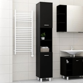Armario de baño madera contrachapada negro 30x30x179