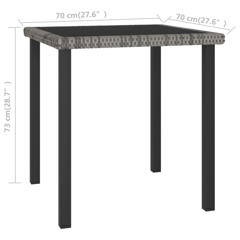 Mesa de comedor para jardín ratán sintético gris 70x70x73