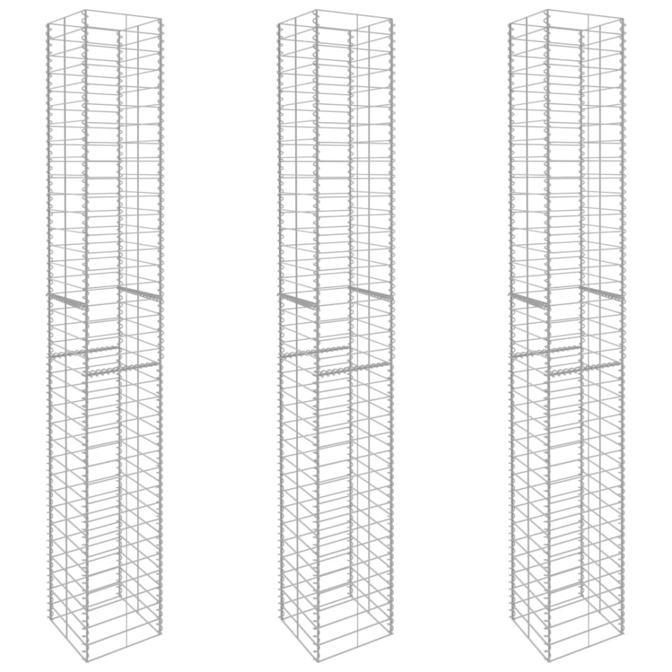 Cestas de muro de gaviones 3 uds acero galvanizado