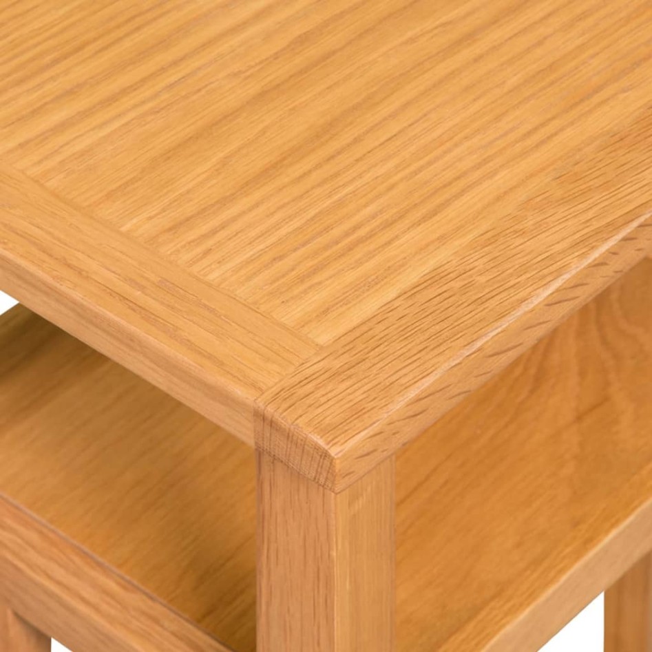 Mesa auxiliar con estante de madera de roble maciza