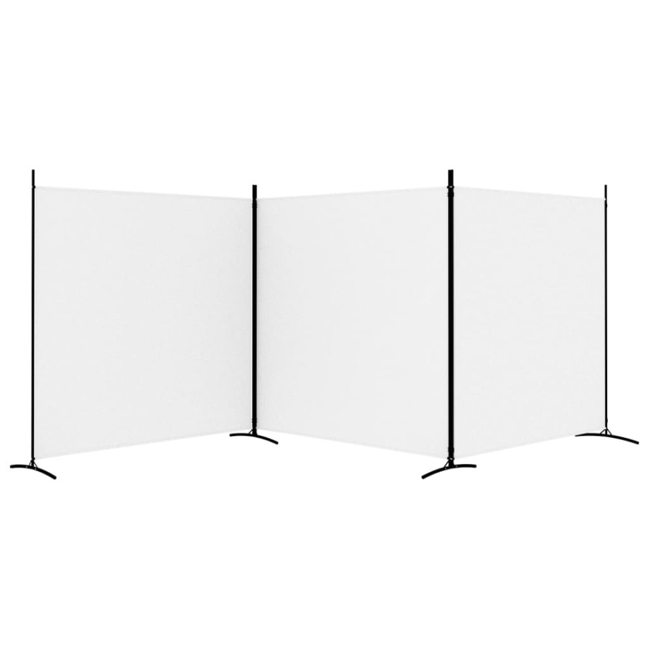 Biombo divisor de 3 paneles de tela blanco 525x180