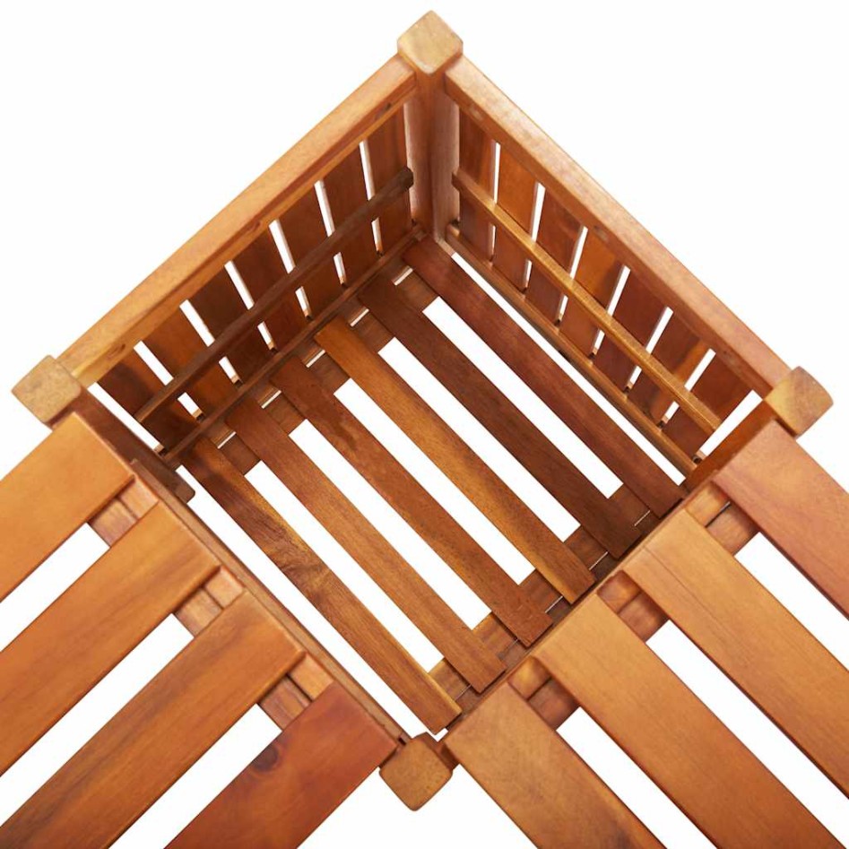 Banco de jardín con 2 jardineras acacia maciza 117x117x40